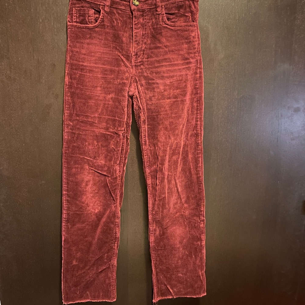 Gorgeous ruby red corduroy H&M straight leg pants.